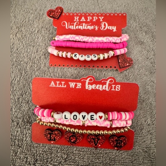 Handmade Accessories - Set of 2 Handmade engraved acrylic Valentines with Bracelets